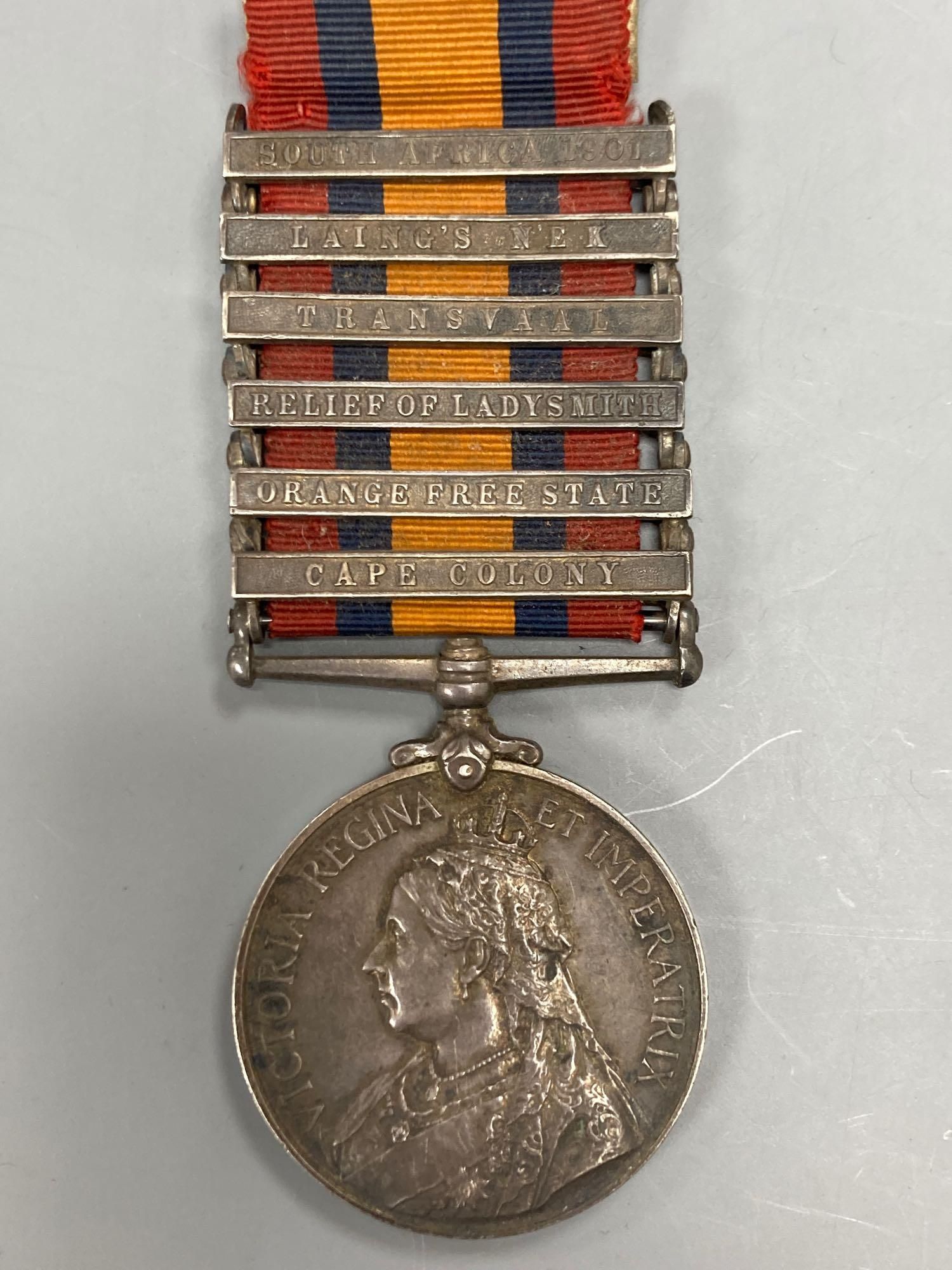 Sutlej Medal 1846 with clasp ‘SOBRAON’ to En L. Munro 43rd N.I. and Queens South Africa medal with 6 clasps to Major L. Monro [sic], H